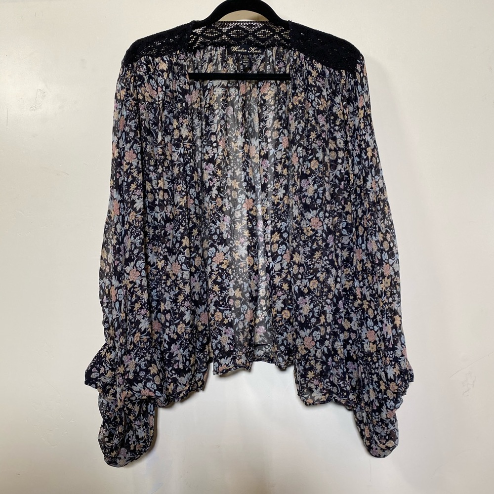 Floral Shawl with bell sleeve arm holes